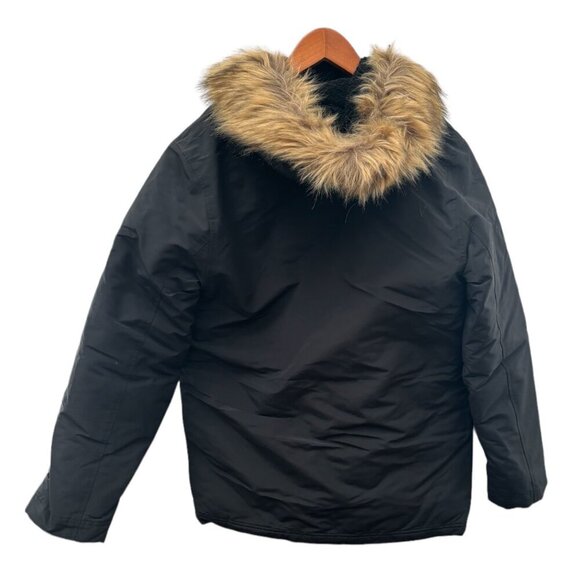 Goodthreads Black Down Filled Full Zip Button Front Hooded Parka Jacket Size XS - Picture 6 of 11